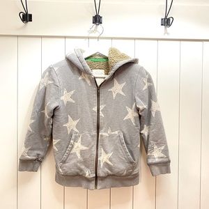 Mini Boden kids zip grey star sweatshirt 7-8